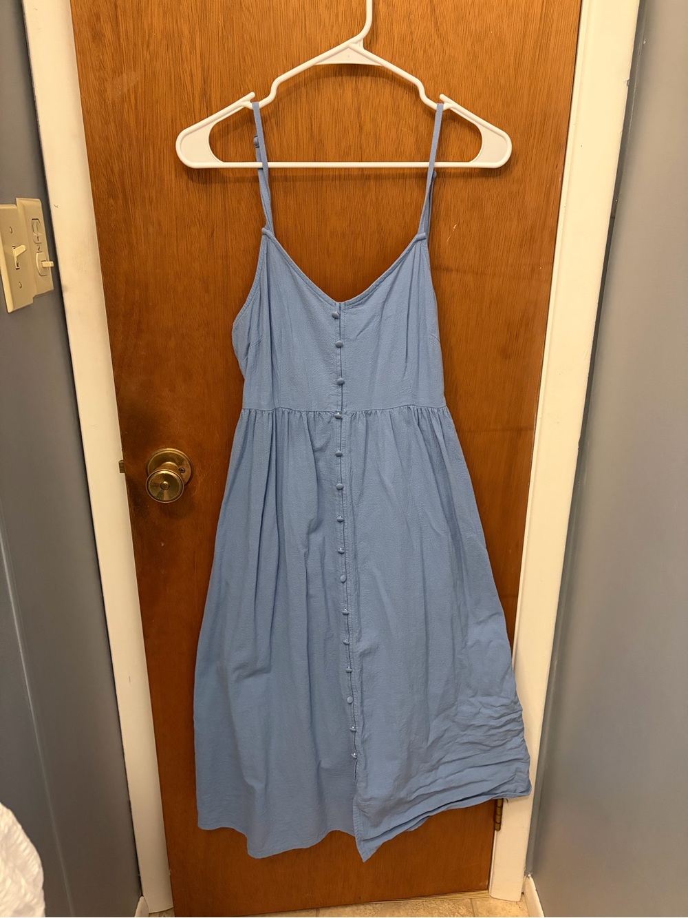 Universal Thread Sky Blue Button-Front Spaghetti Strap Midi Dress